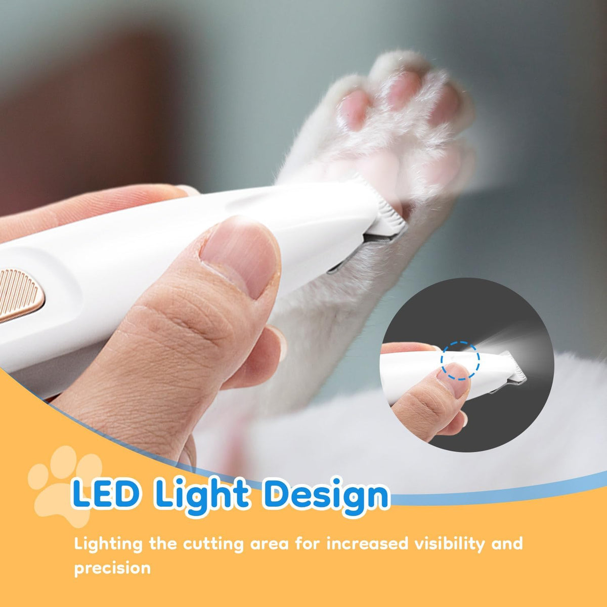 Pet Micro Precision Trimmer, Multifunctional Pet Hair Trimmer Waterproof Rechargeable Shaver with LED Light for Paws Eyes Ears Face Buttocks for Small Dogs and Cats,50Db Quiet Shave.