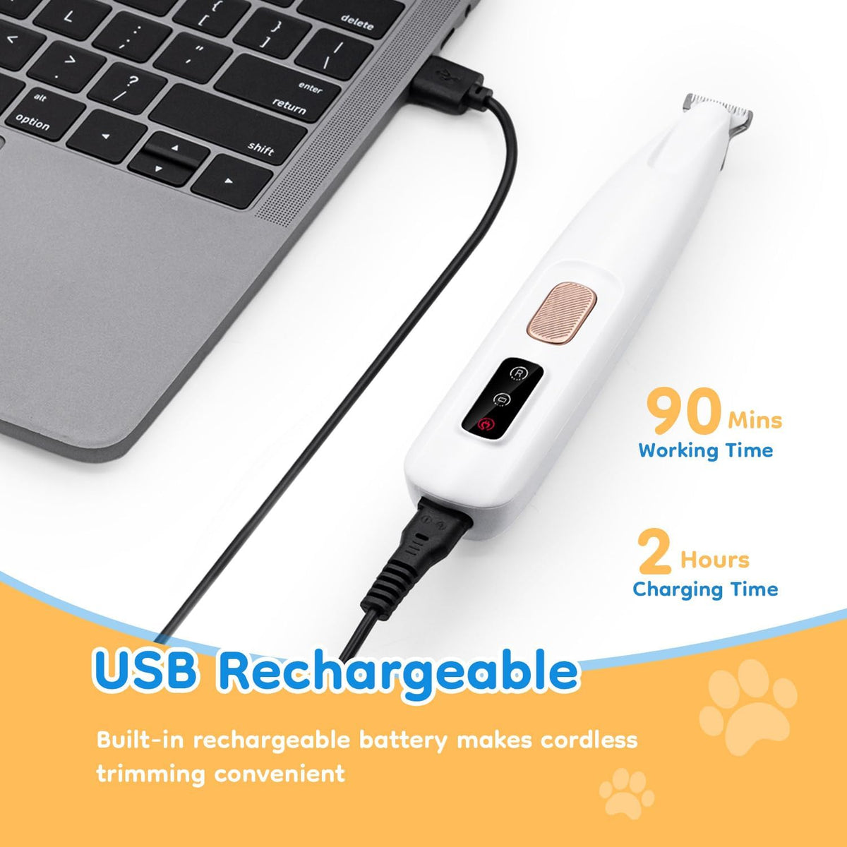 Pet Micro Precision Trimmer, Multifunctional Pet Hair Trimmer Waterproof Rechargeable Shaver with LED Light for Paws Eyes Ears Face Buttocks for Small Dogs and Cats，50Db Quiet Shave.
