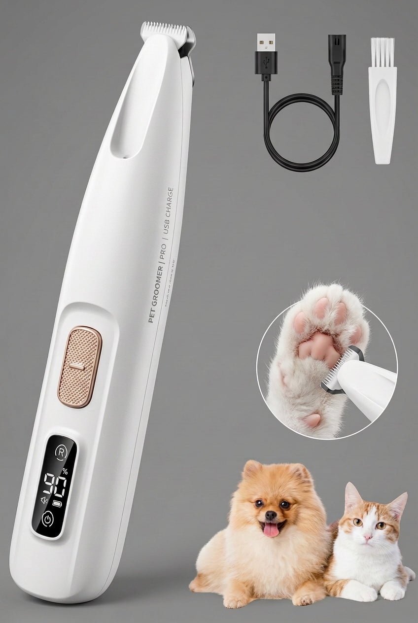Pet Micro Precision Trimmer, Multifunctional Pet Hair Trimmer Waterproof Rechargeable Shaver with LED Light for Paws Eyes Ears Face Buttocks for Small Dogs and Cats，50Db Quiet Shave.